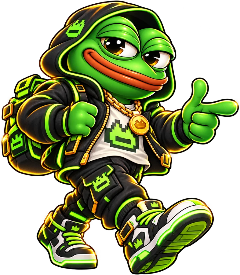 Pepe, the frog trying to cross the crypto highway